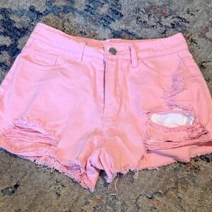 SHEIN Pink Ripped Jean Shorts